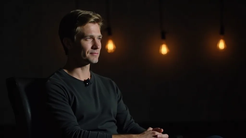 Documentary interview subject in a dark studio